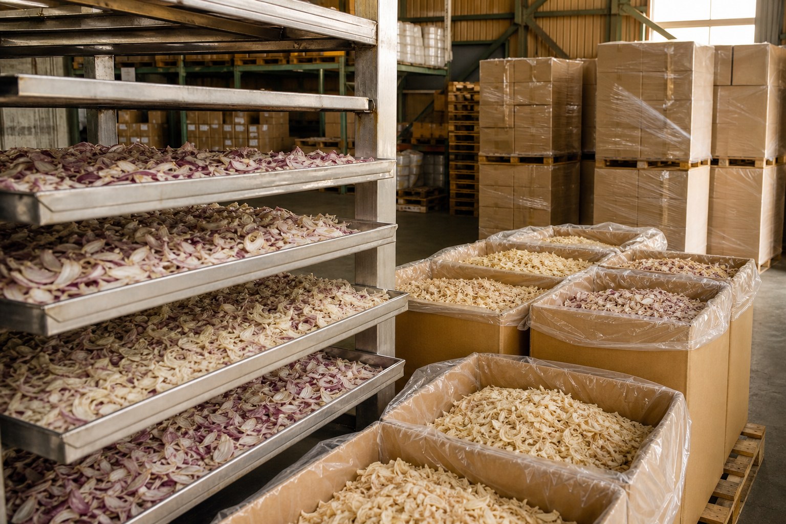 Dehydrated ingredients processing and export